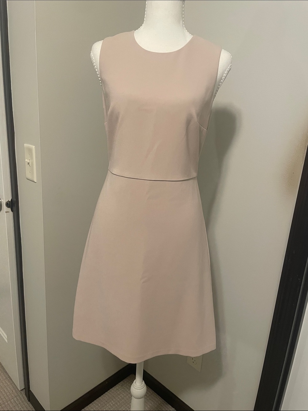 Theory Sleeveless Mini Sheath Dress in Light Taupe